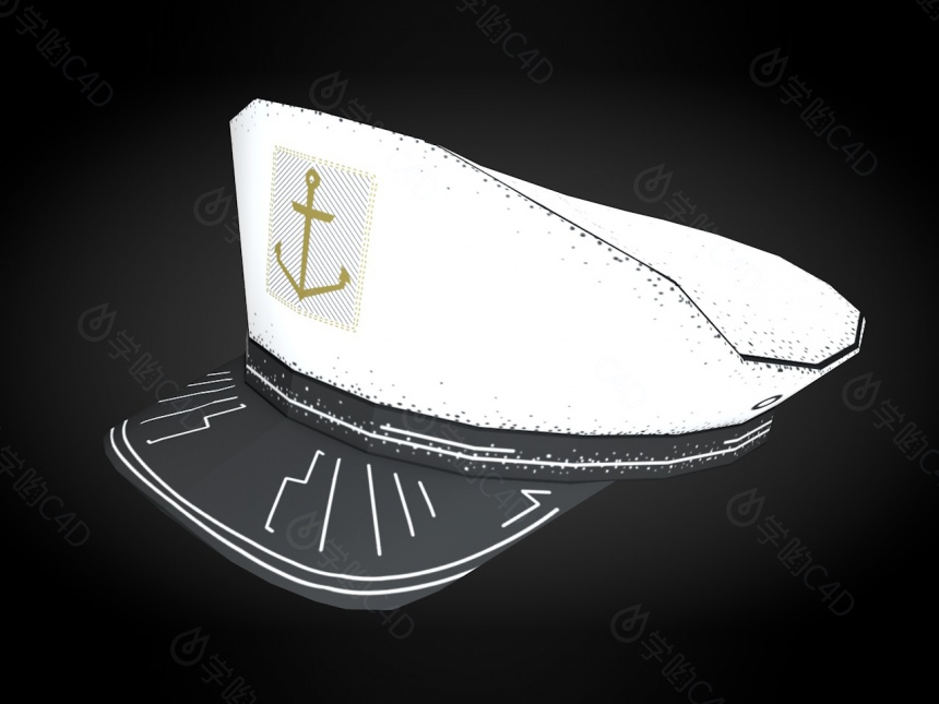 白色军帽子C4D模型