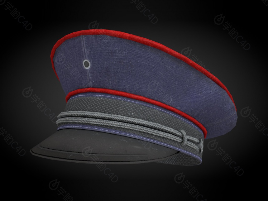 现代服装配饰军帽C4D模型