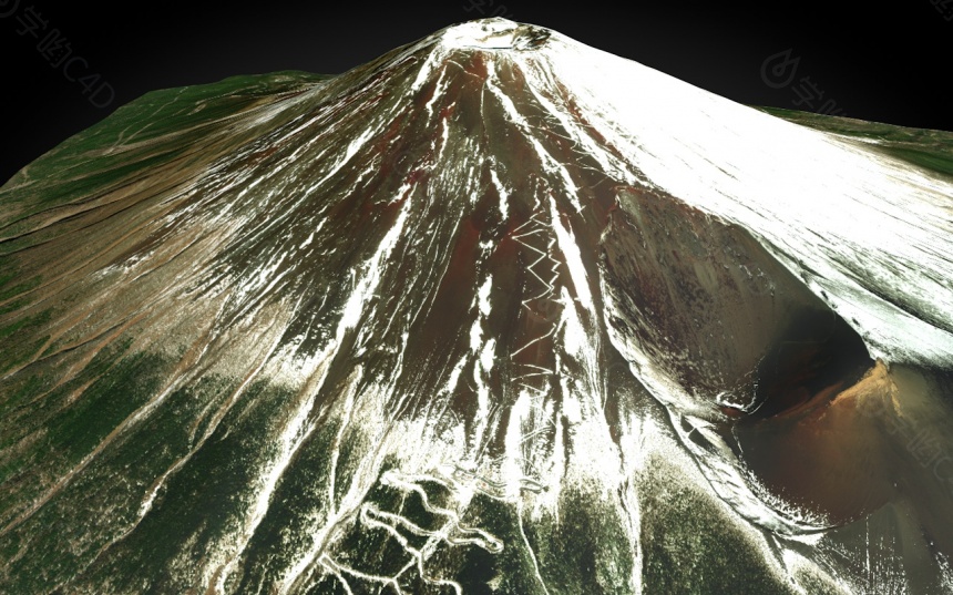 现代地形雪山盆地山脉C4D模型