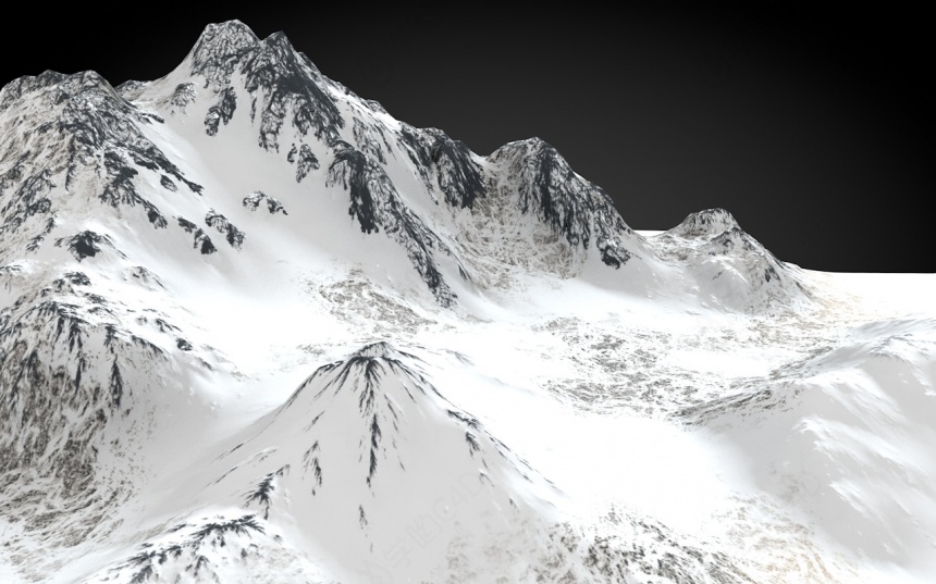 现代山体地形雪山C4D模型