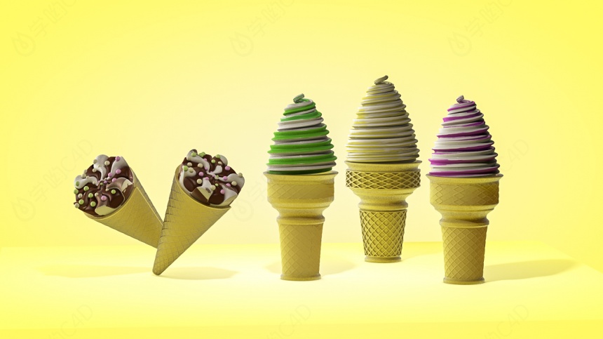 三种方法制作冰淇淋C4D模型