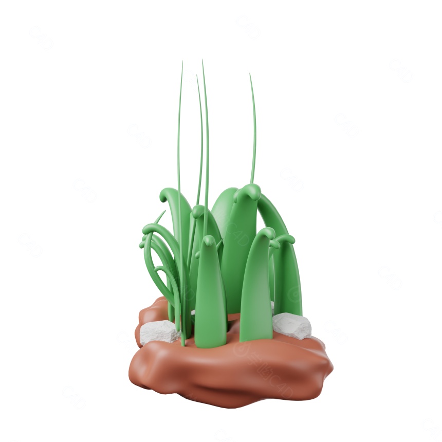 卡通绿植花盆C4D模型