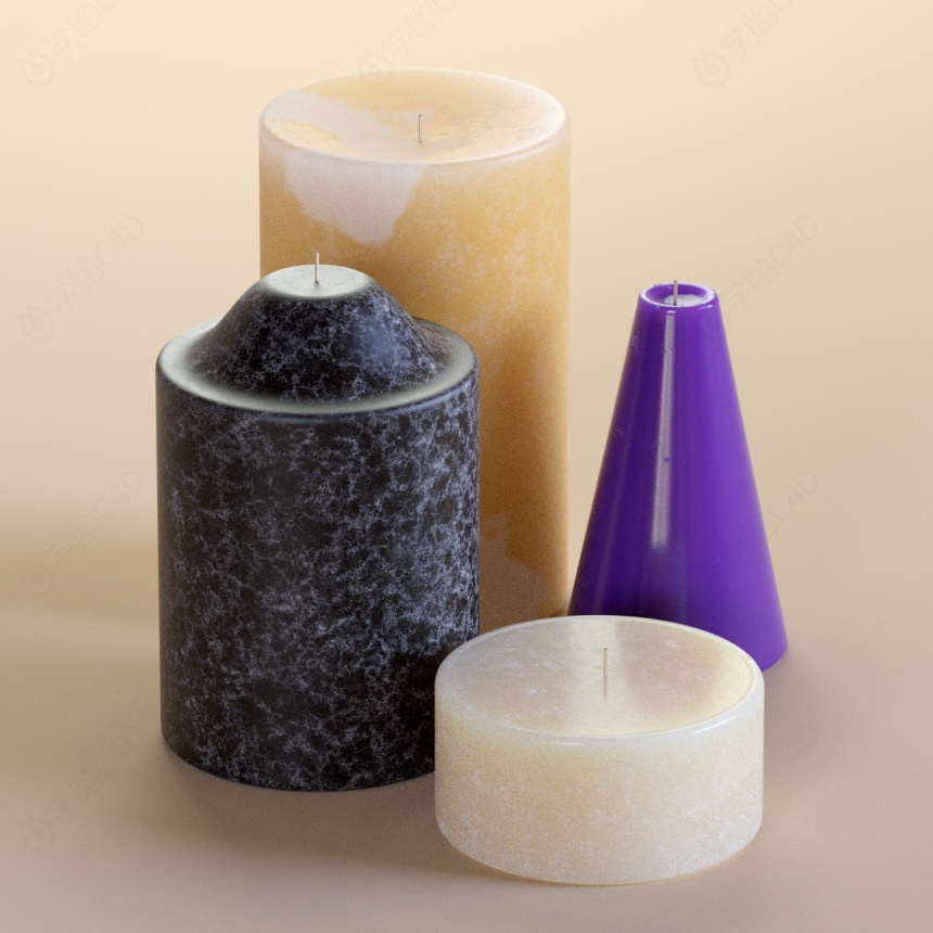 玉石蜡烛塑料制品C4D模型