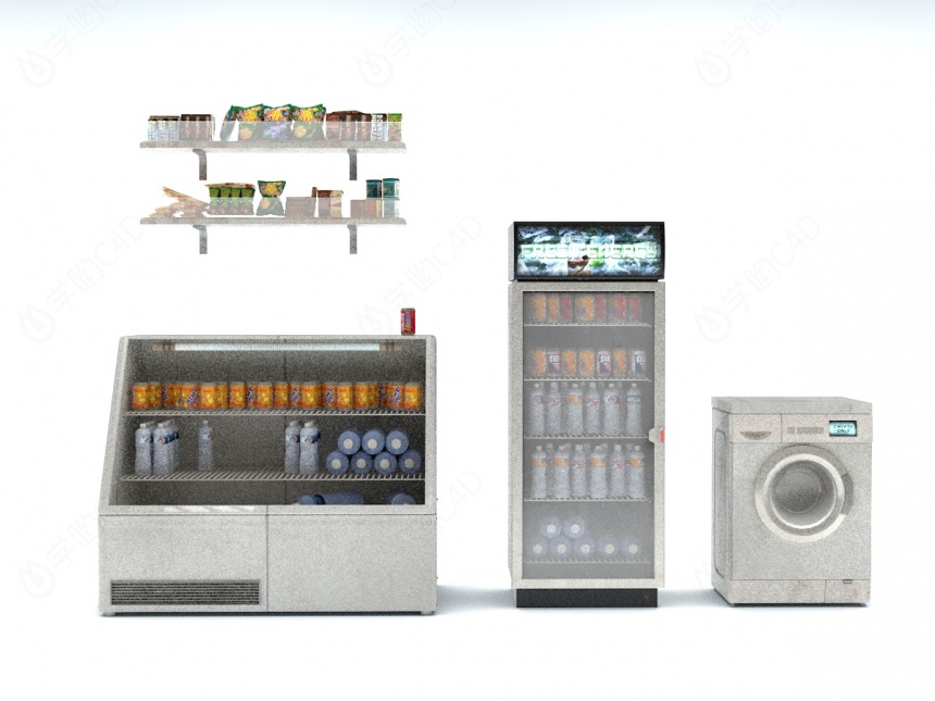饮料机餐饮柜冰箱C4D模型