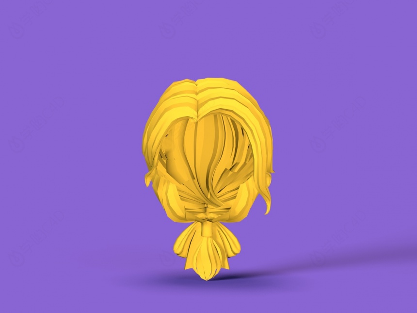 金色头发C4D模型