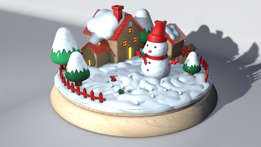 卡通圣诞雪人C4D模型