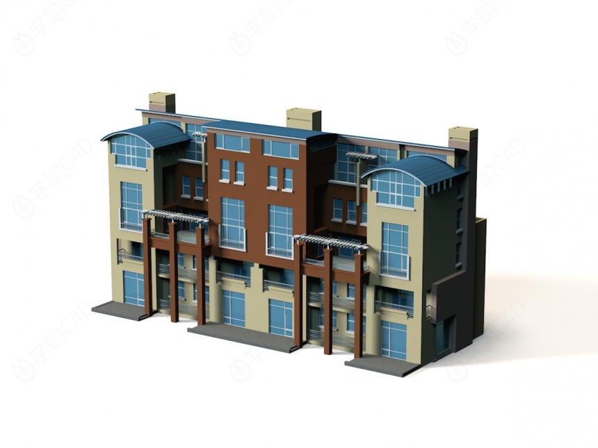 现代楼房洋房别墅建筑C4D模型