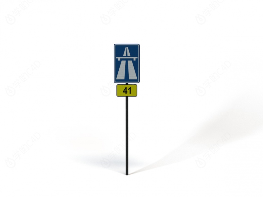 现代道路设施交通指示牌桥梁标志C4D模型