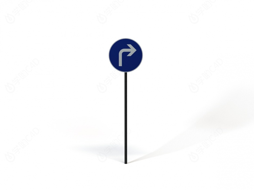 现代道路设施交通指示牌右转弯标志C4D模型