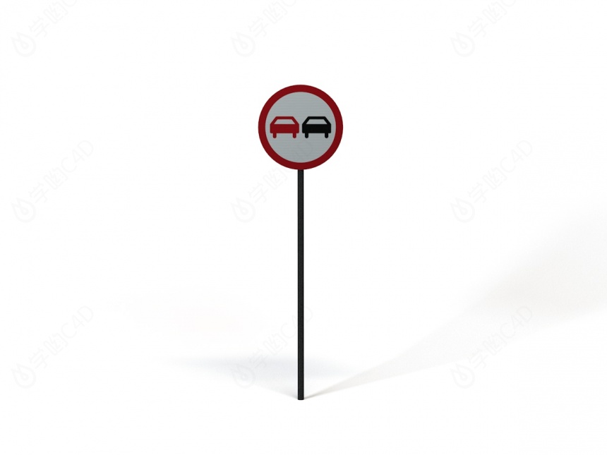 现代道路设施交通指示牌双向单行道标志C4D模型
