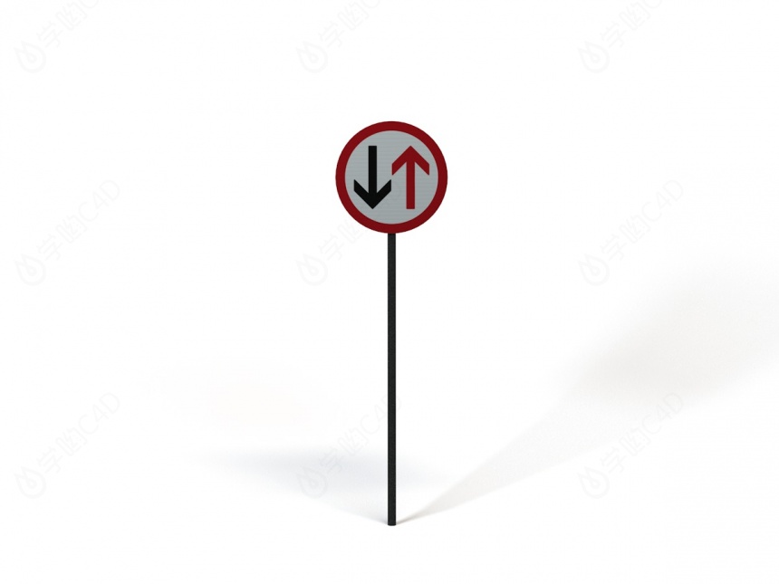 现代道路设施交通指示牌左侧通行标志C4D模型