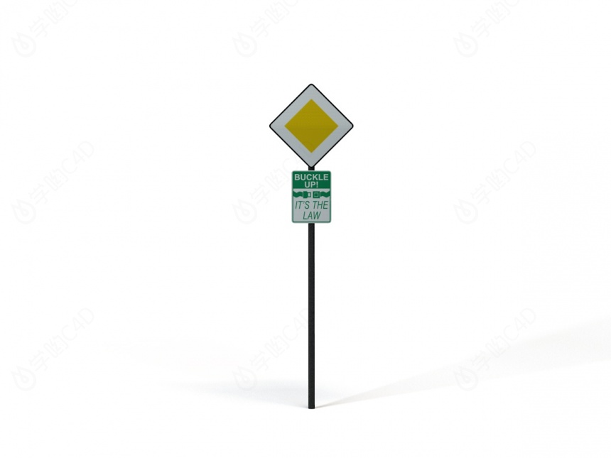 现代道路设施交通指示牌系好安全带标志C4D模型