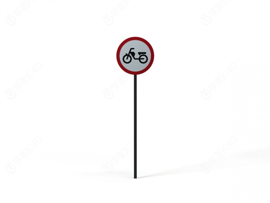 道路设施交通指示牌禁止非机动车通行标志C4D模型