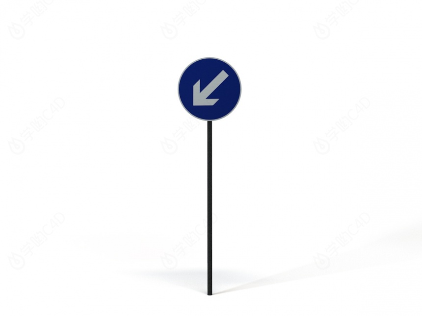 道路设施交通指示牌靠左侧道路行驶标志C4D模型