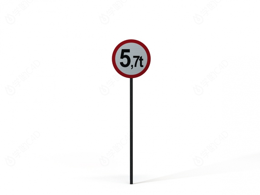 现代道路设施交通指示牌限重标志C4D模型