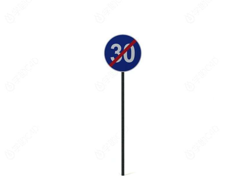 现代道路设施交通指示牌最低限速标志C4D模型