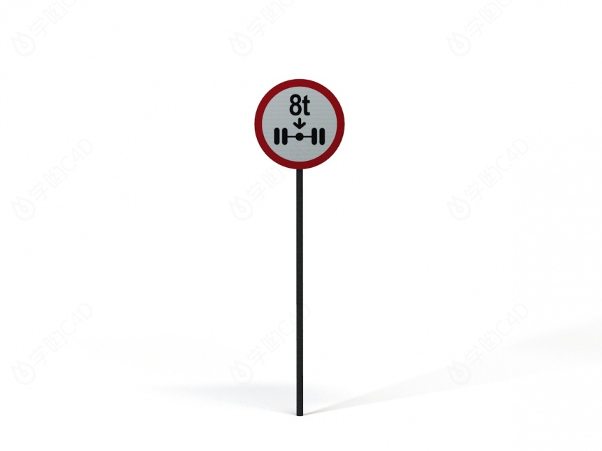 现代道路设施交通指示牌限制轴重标志C4D模型