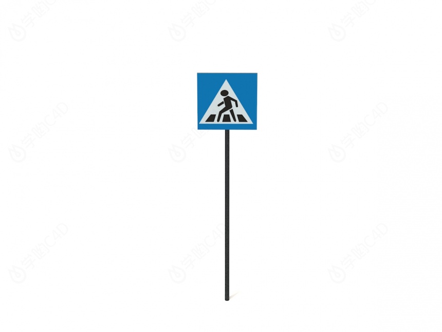 现代道路设施交通指示牌斑马线标志C4D模型