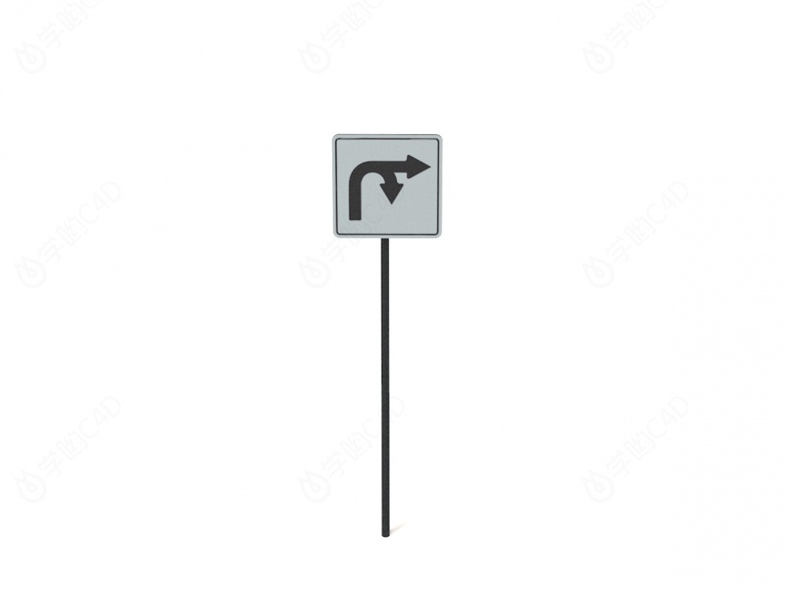 道路设施交通指示牌转弯标志C4D模型