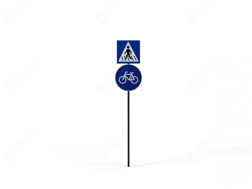 交通指示牌人行横道标志C4D模型