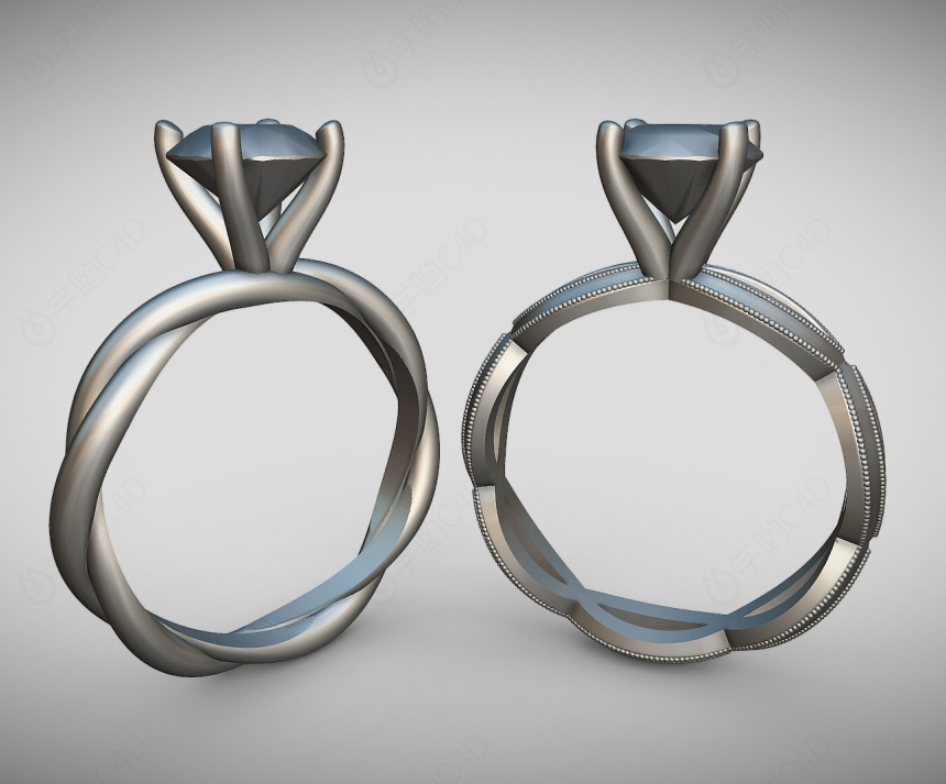 现代首饰戒指饰品C4D模型