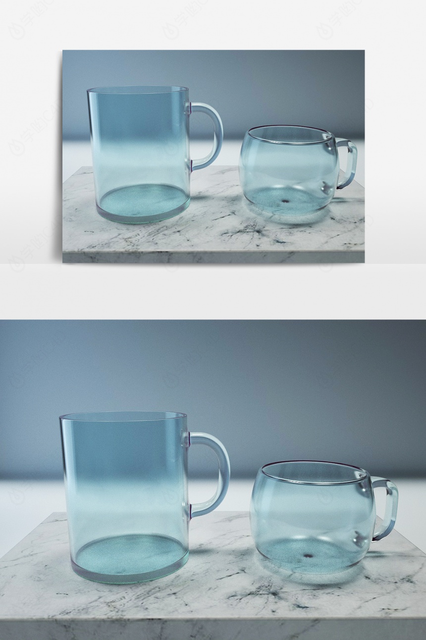水杯玻璃杯C4D模型