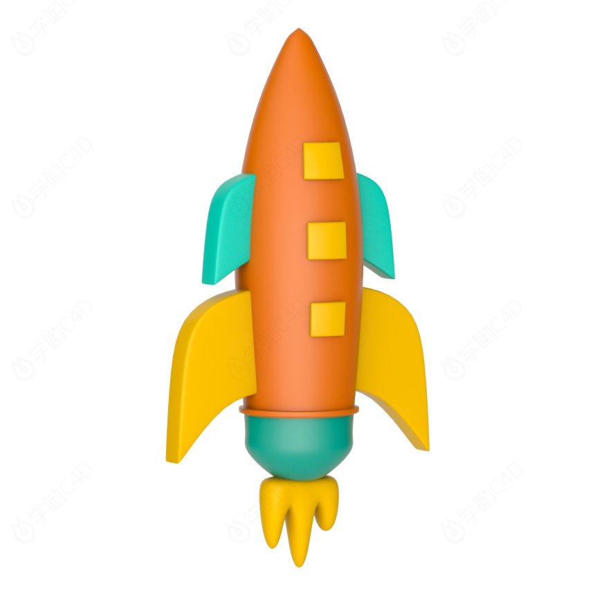 卡通小火箭C4D模型