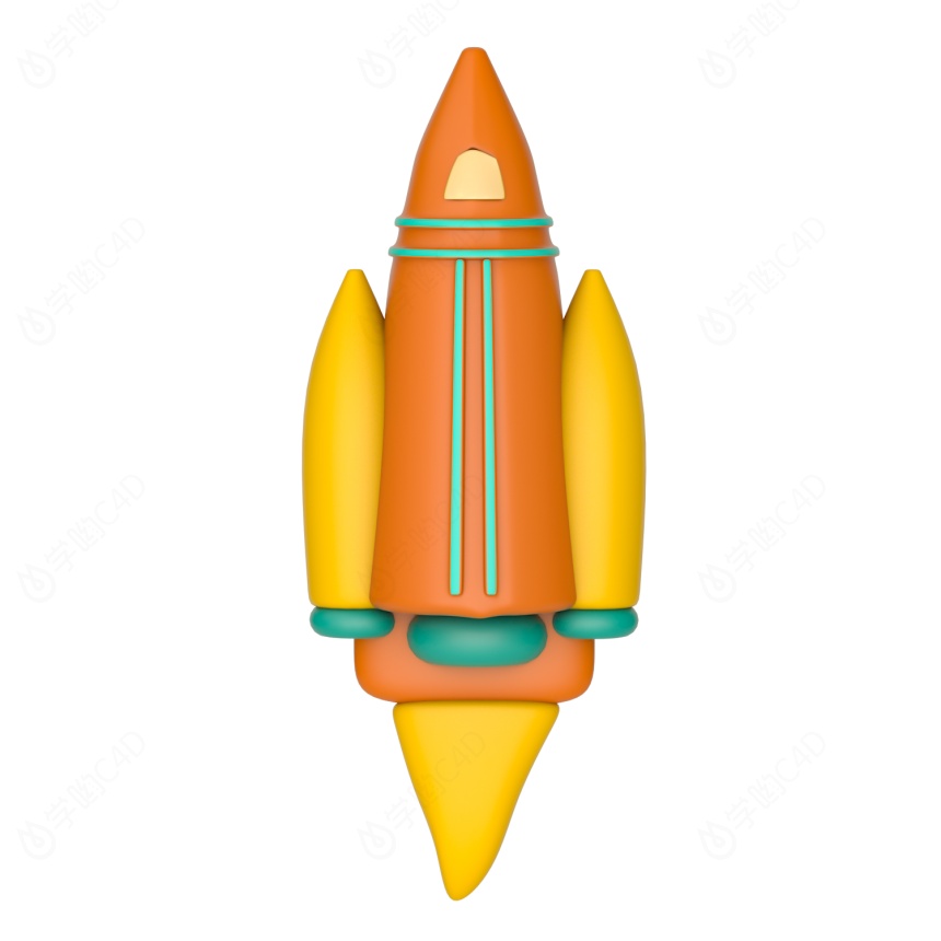 卡通小火箭C4D模型