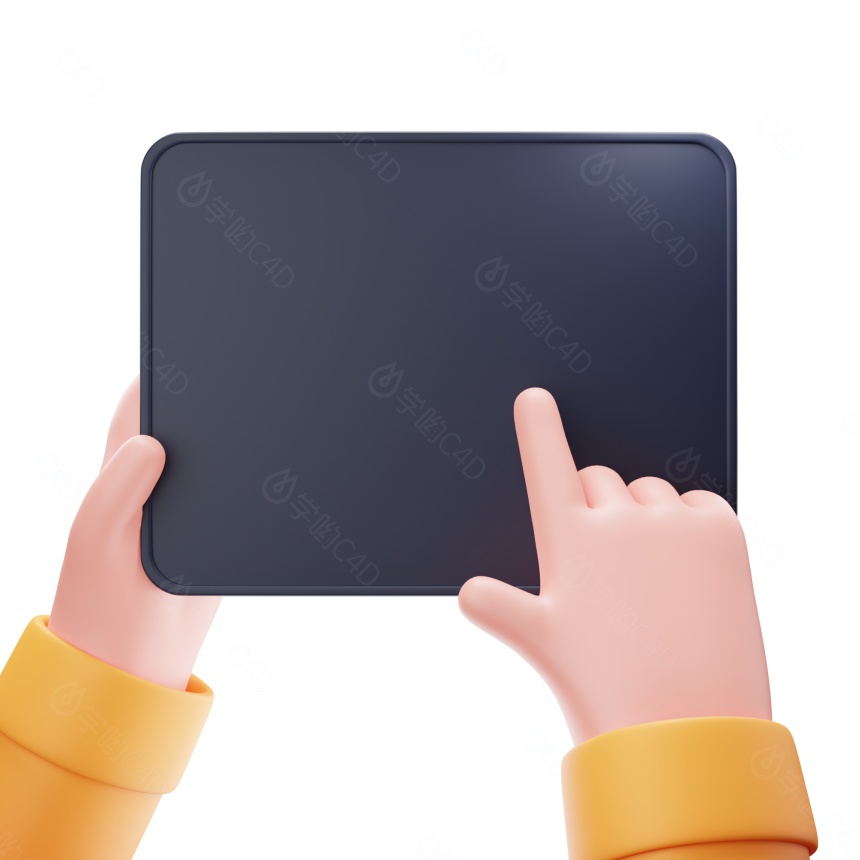 双手操作平板电脑C4D模型