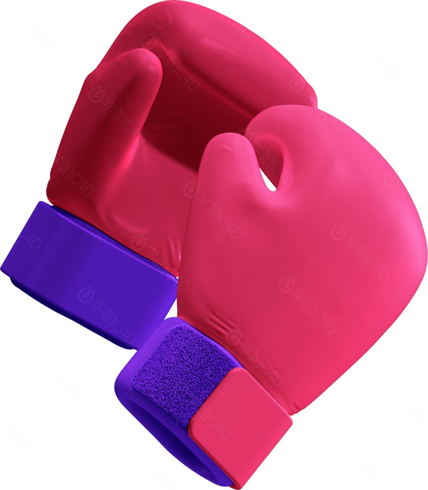 健身运动用品器械器材拳击手套（白模）C4D模型