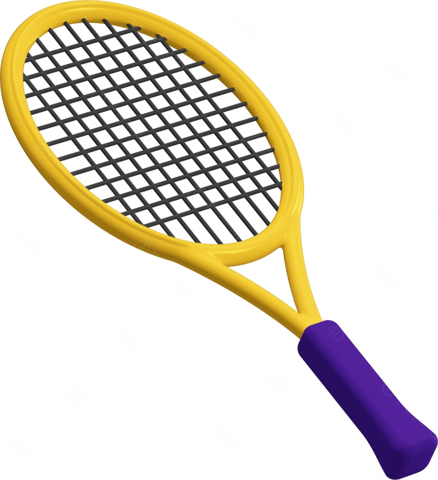 健身运动用品器械器材网球拍（白模）C4D模型