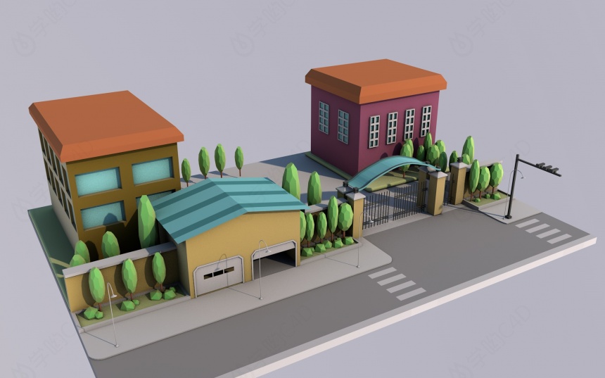 城镇房子房屋街道C4D模型