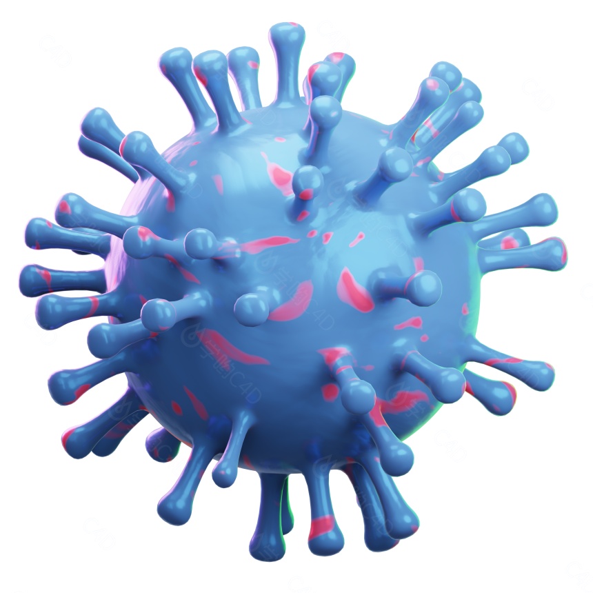 卡通医疗图标白模病毒细菌C4D模型