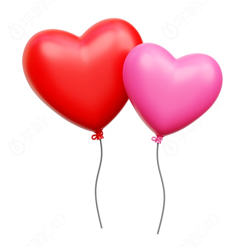 情人节插图插画爱心气球C4D模型