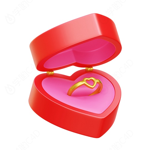 情人节插图插画带盒的戒指C4D模型