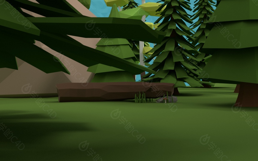 微观森林小树树林C4D模型