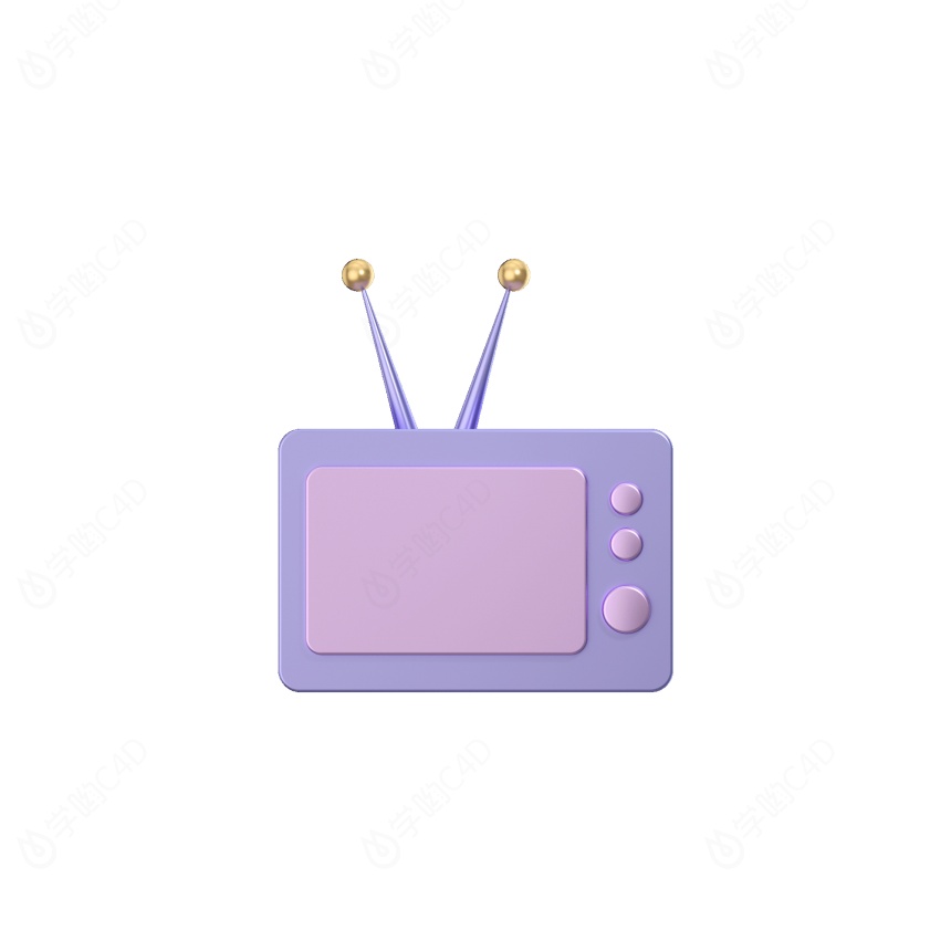 电影元素电视机（白模）C4D模型