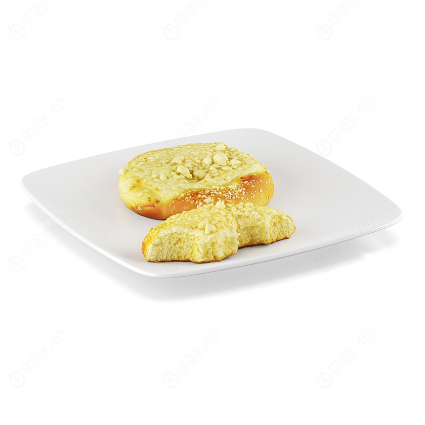 食品食物零食面包粗粮饼干烧饼C4D模型