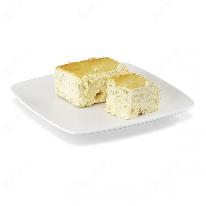 现代食品食物零食早餐面包奶油蛋糕C4D模型