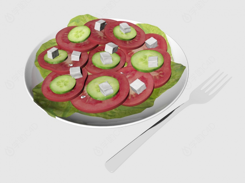 现代食物蔬菜沙拉C4D模型