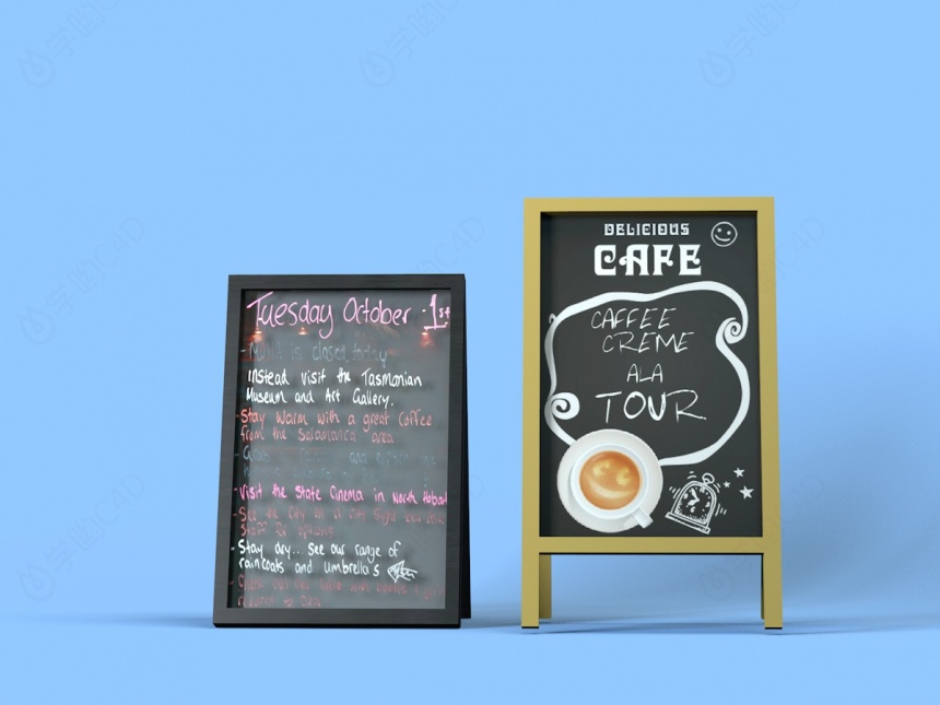 小黑板餐牌画架店招C4D模型