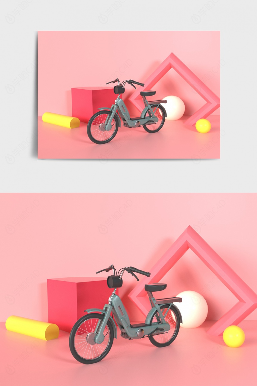电动自行车C4D模型