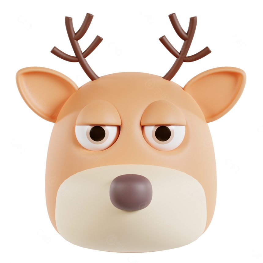 卡通动物头像宠物羊头deerC4D模型