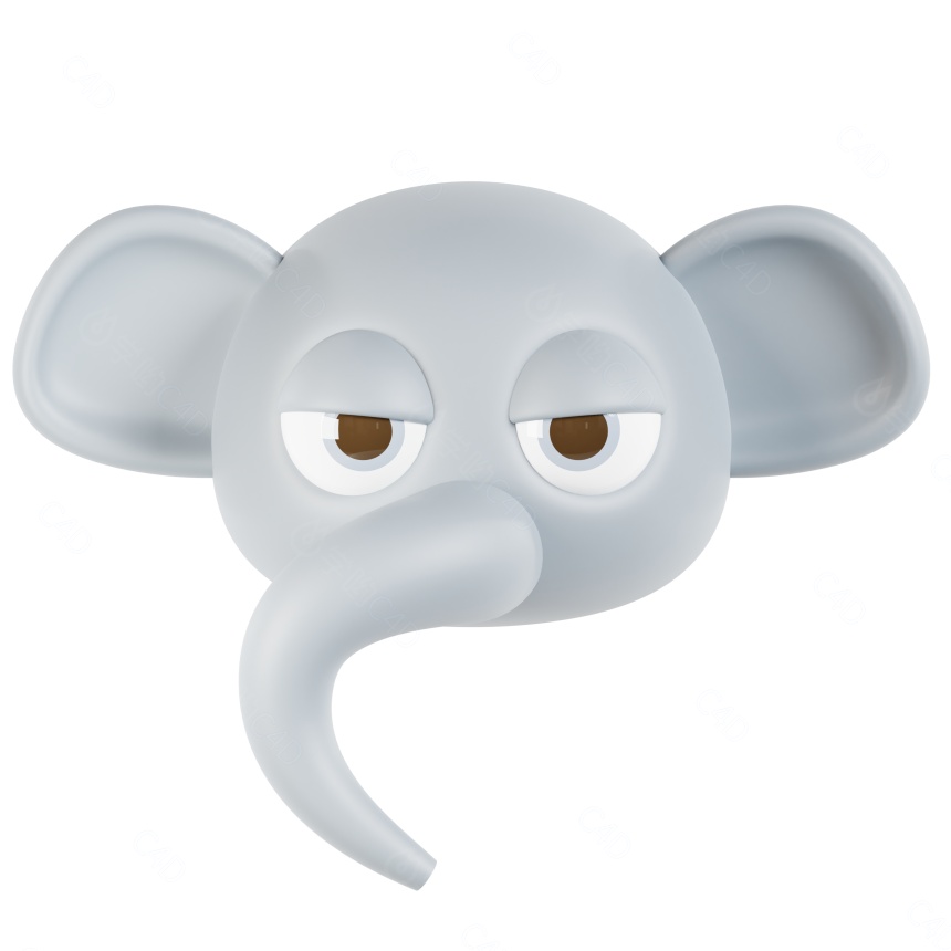 卡通动物头像宠物elephantC4D模型