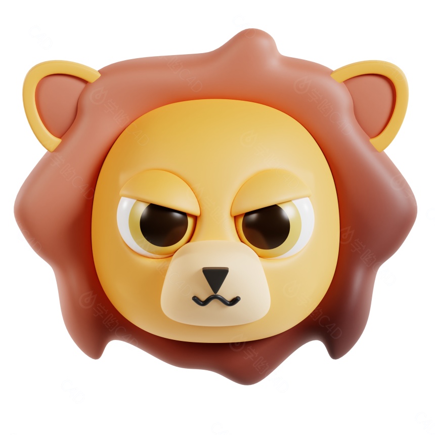 卡通动物头像宠物狮子LionC4D模型