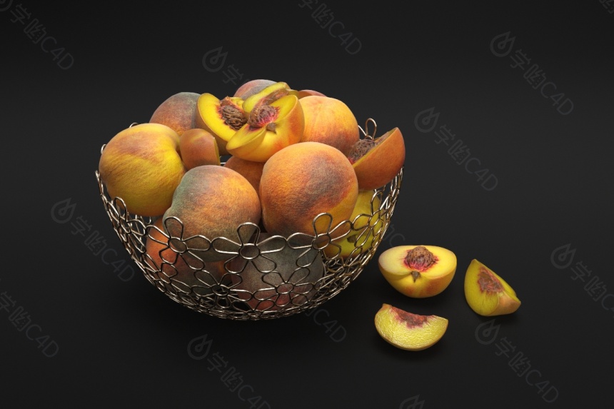 现代食物水果水蜜桃C4D模型