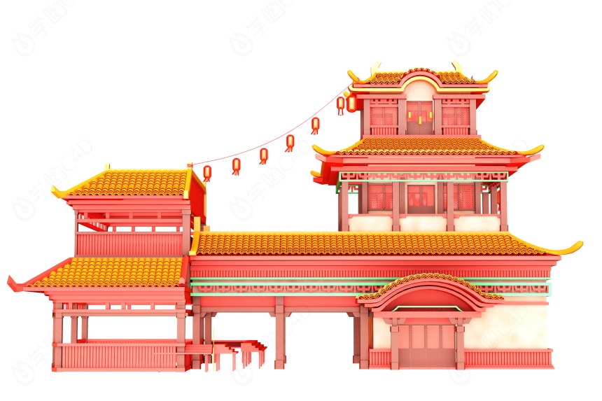 中式建筑古建C4D模型