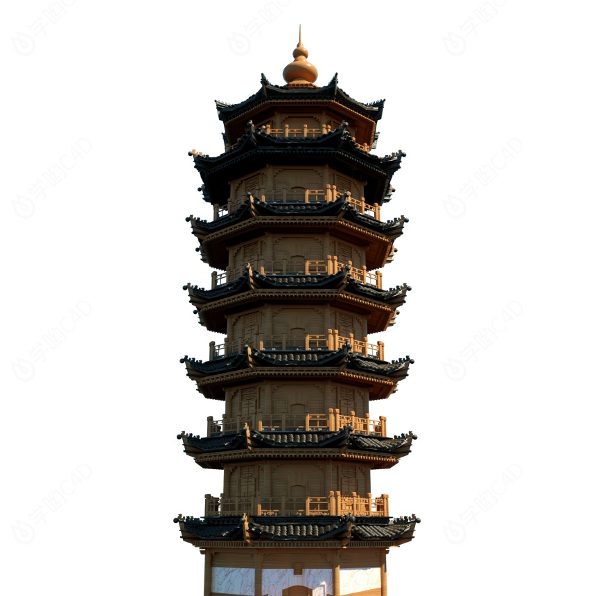 中式建筑古建中式塔C4D模型