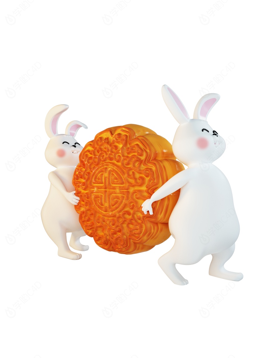 八月十五小兔月饼C4D模型