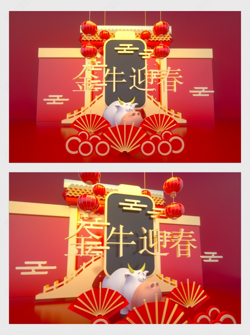 中国风展台舞台C4D模型